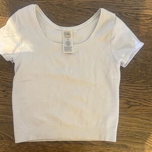 Athleta Girls White Ribbed Tee